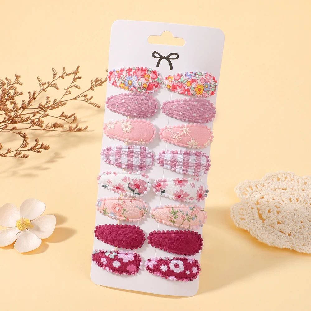 16Pcs Mini Snap Hair Clips Set for Baby Girls Lovely Childrens Hairbangs Sweet Barrette Fresh Printing Hairgripes Hair Accessory