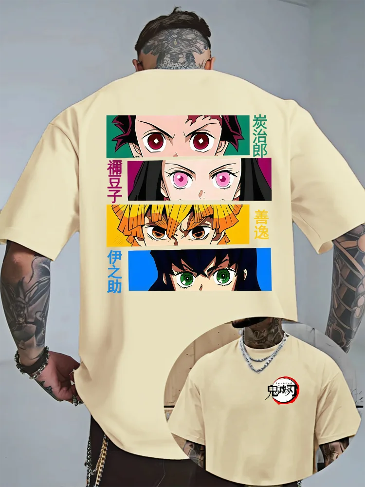Demon Slayer Halloween Joint T-Shirt Sommer Unisex lockeres und atmungsaktives Baumwoll-T-Shirt-Oberteil – Detail 4