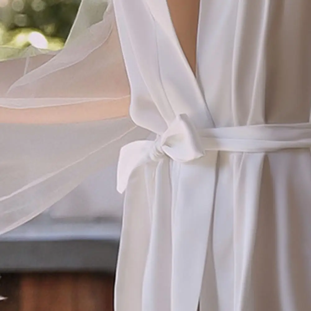 Long Bride Robe Wedding Pijama White Bathrobe V Neck Mesh Feather Cuffs Embroidery Night Robe