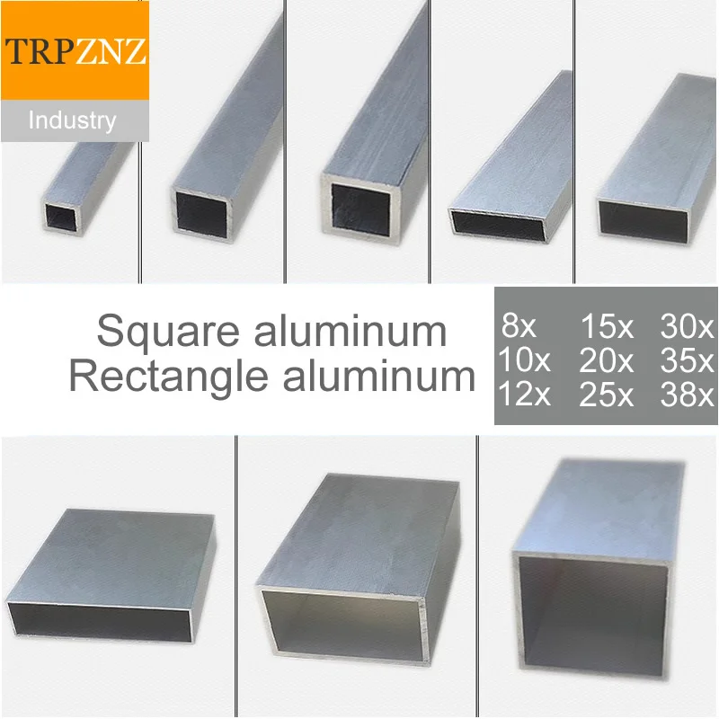 8x10x12x15x20x25x30x35x38  Rectangular aluminum tube profile 6063 Aluminum alloy square pipe Complete specifications Widely used