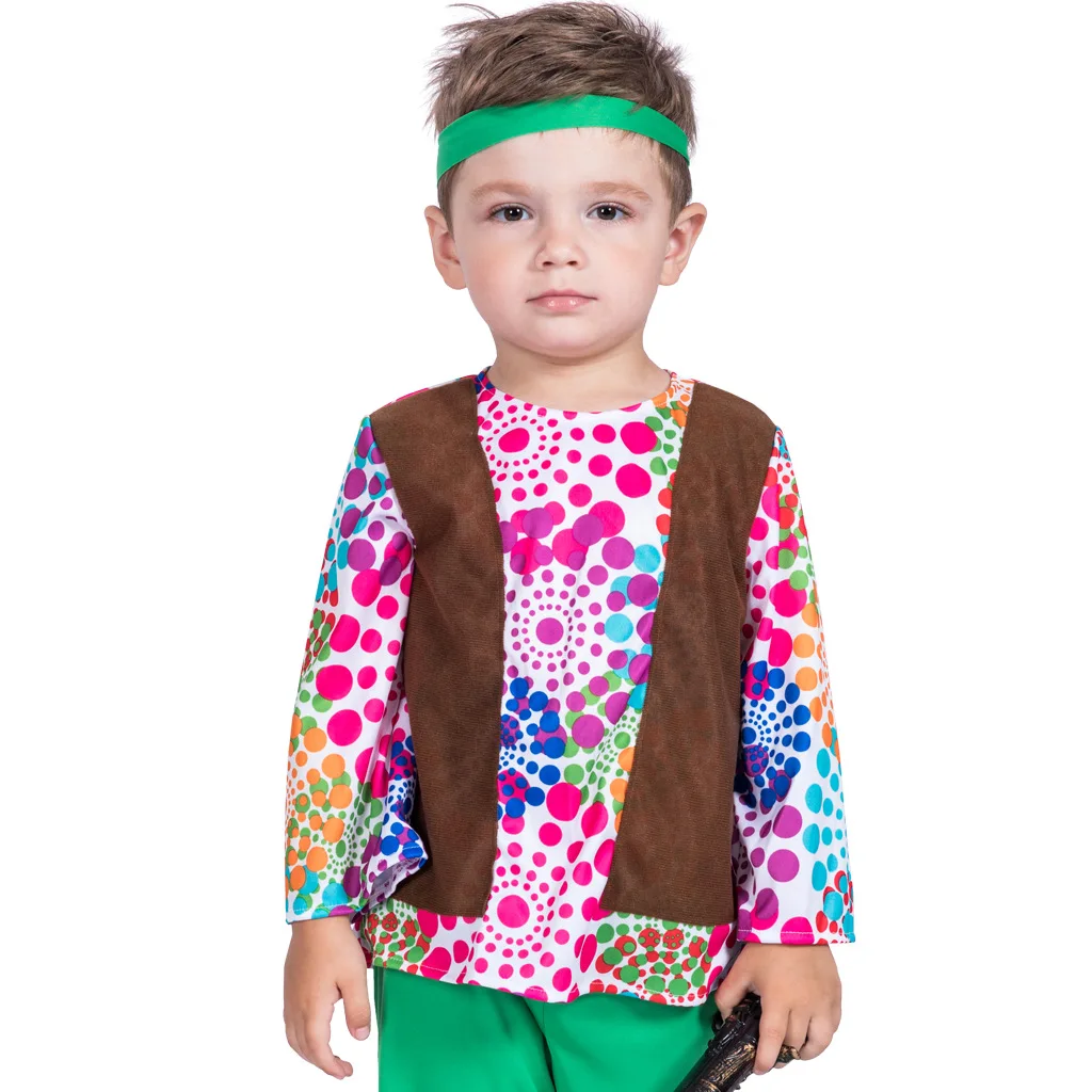 Traje Hippie de Halloween para niños, conjunto de pantalones de fiesta de actuación en escenario, Hip Hop, divertido, Carnaval, vacaciones, disfraz de Cosplay