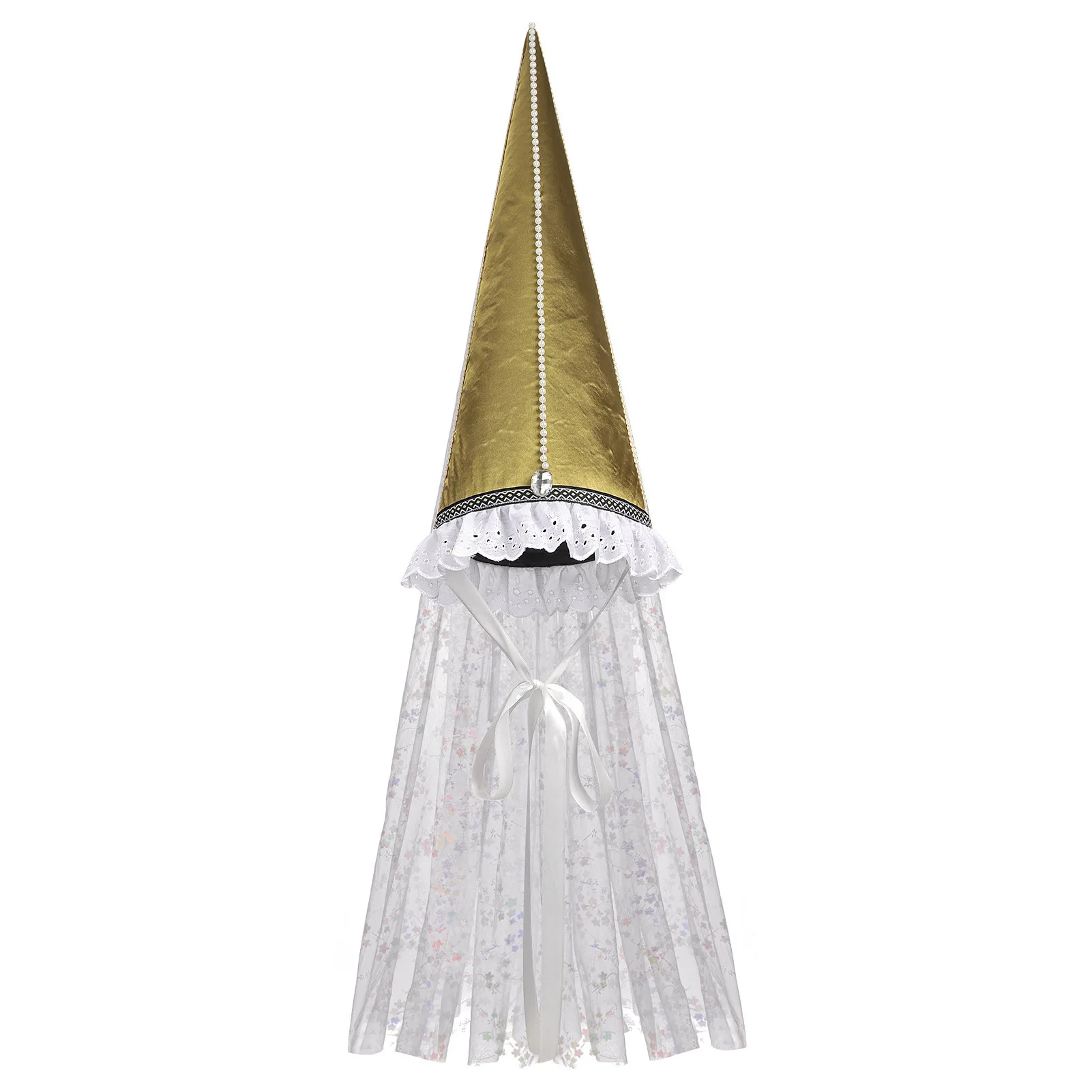 Adult Clown Witch Hennin Cone Hat Halloween Party Face Veil Pointed Cap Medieval Renaissance Comic Fancy Cosplay Accessory 4