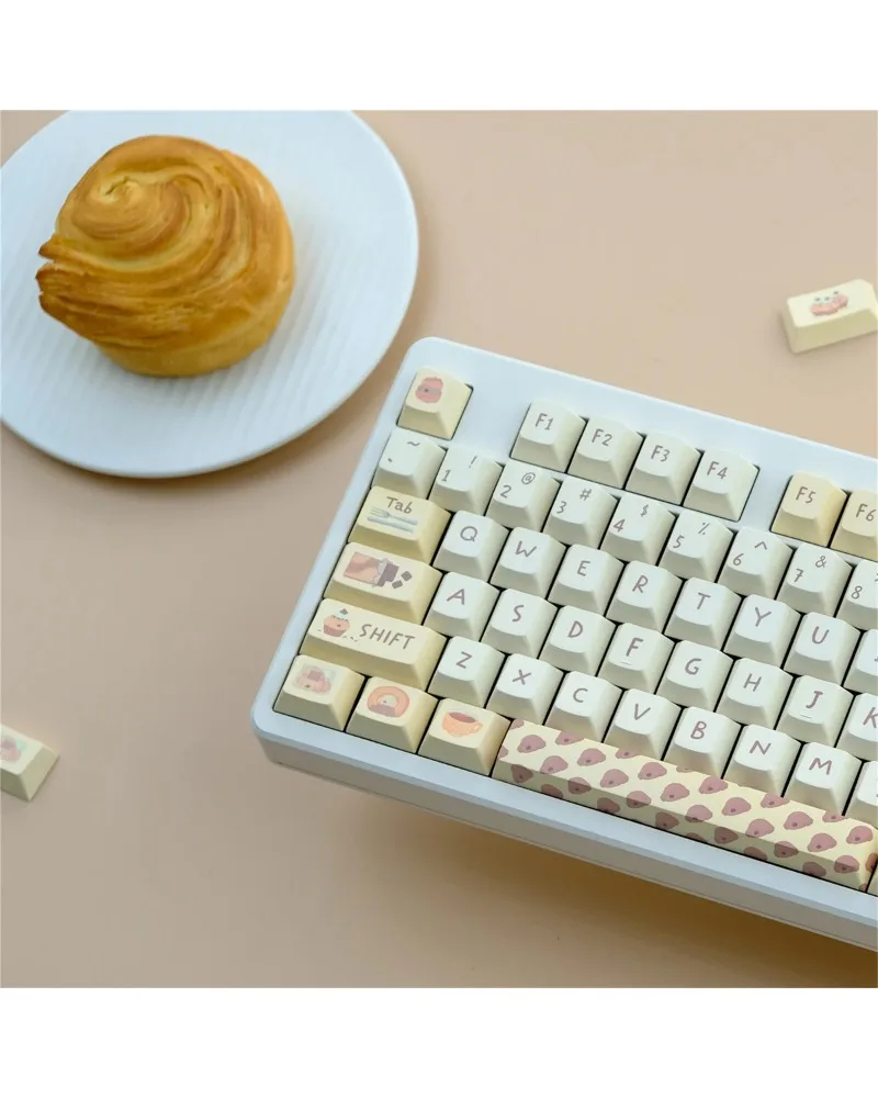 Cream yellow solid color pbt dye sub keycaps full set oem profile for mechanical keyboards
