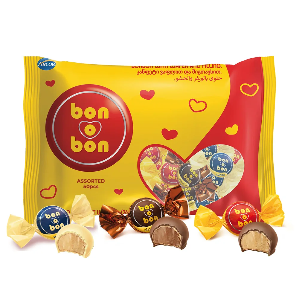 Bombones de Chocolate Surtidos Bon O'Boon 750g, 50 Piezas, 15g