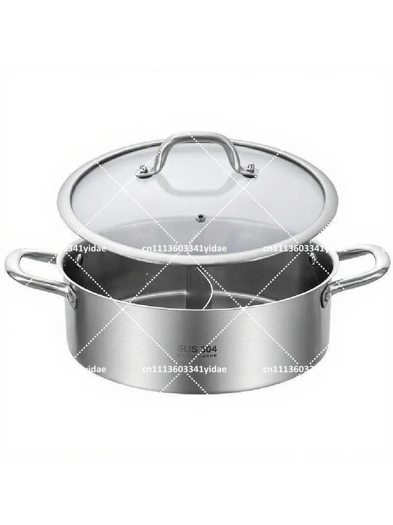 304 Stainless Steel Thickened Mandarin Duck Pot Household Induction Cooker Special Hot Pot Commercial Seamless Hot Pot