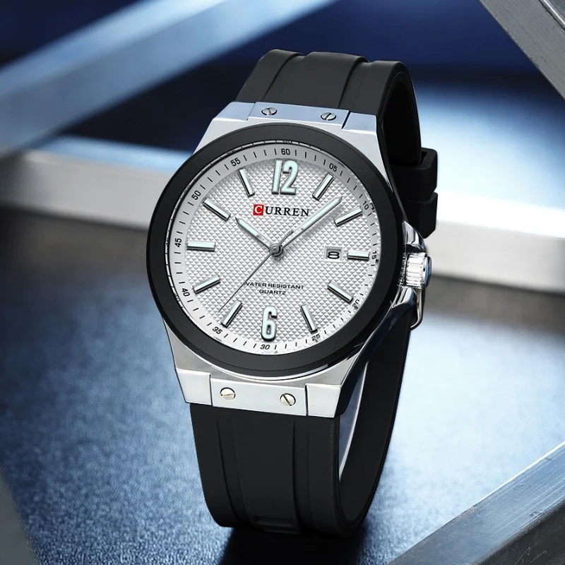 Curren 8467 Nuovo Uomo Semplice Orologio Da Polso A Mano Sport Da Uomo Orologio Esercito Militare Top Brand di Lusso Argento Blu Silicone Orologio Maschile 2025