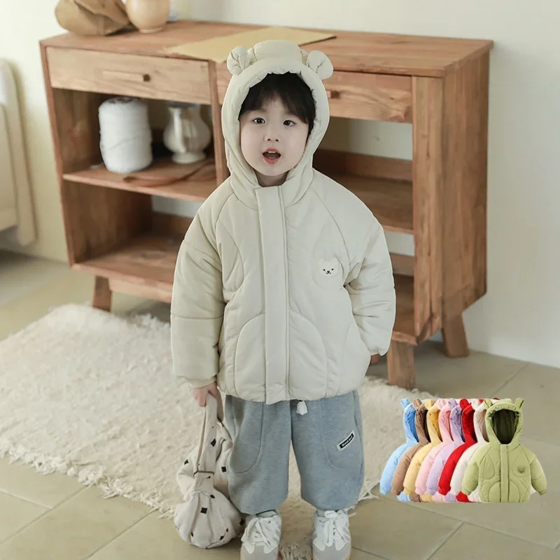 

Padded Hooded Winter Jacket for Boy with Bear Ear and Embroidery 0-5Y Kids Girls Toddler Warm Coat Multi Color Infant Outerwear