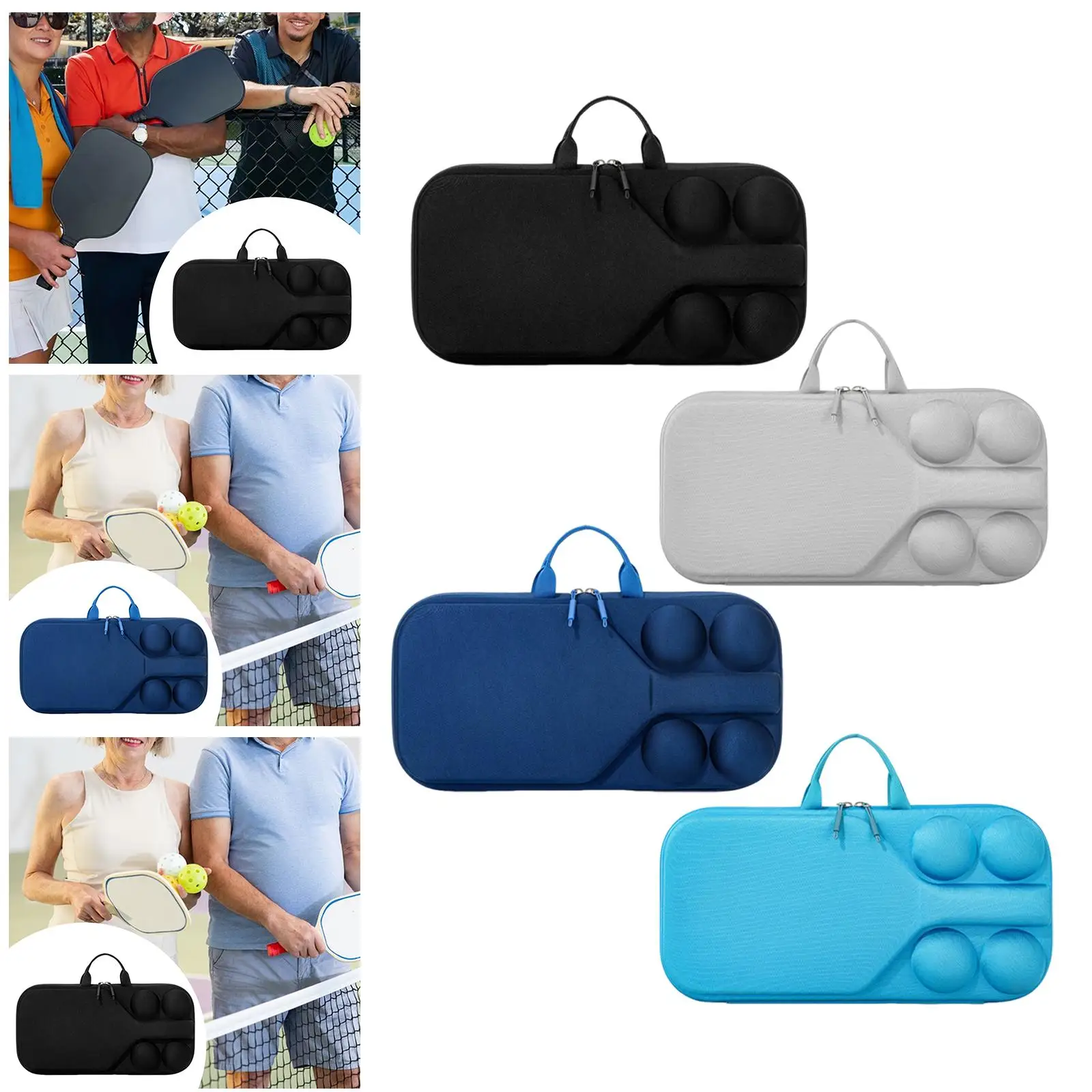 

EVA Hard Shell Pickleball Paddle Bag Zippered Racket Holder Dustproof Handbag Portable for Game Travel