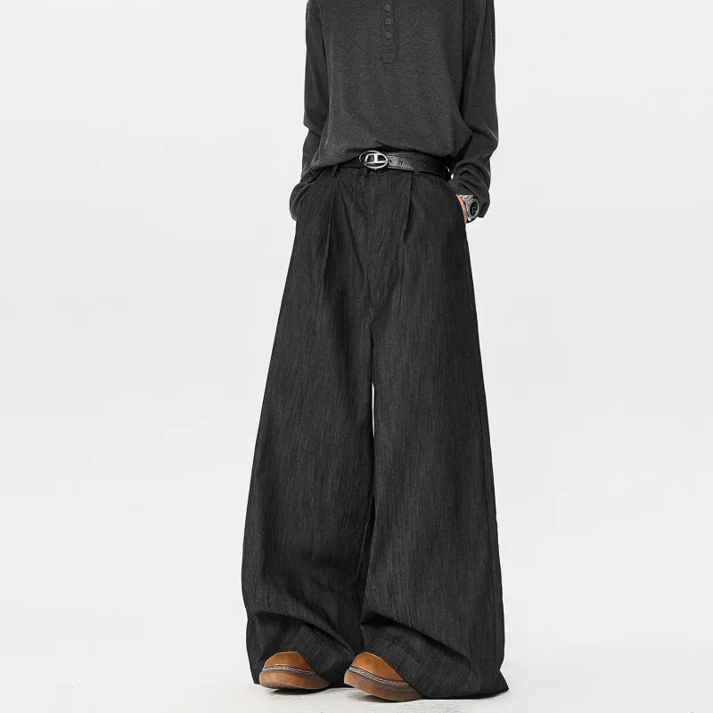 

American Textured Casual Loose Fit Straight Leg Pants Men Women Comfortable Cleanfit Old Money Sle Commute A-Line ape