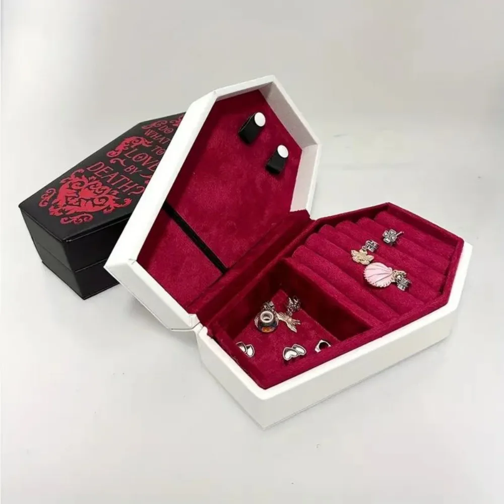 Gothic Coffin Jewelry Box Display Case Velvet Halloween Gift Packaging Box Elegant Trinkets Storage Portable Jewelry Organizer
