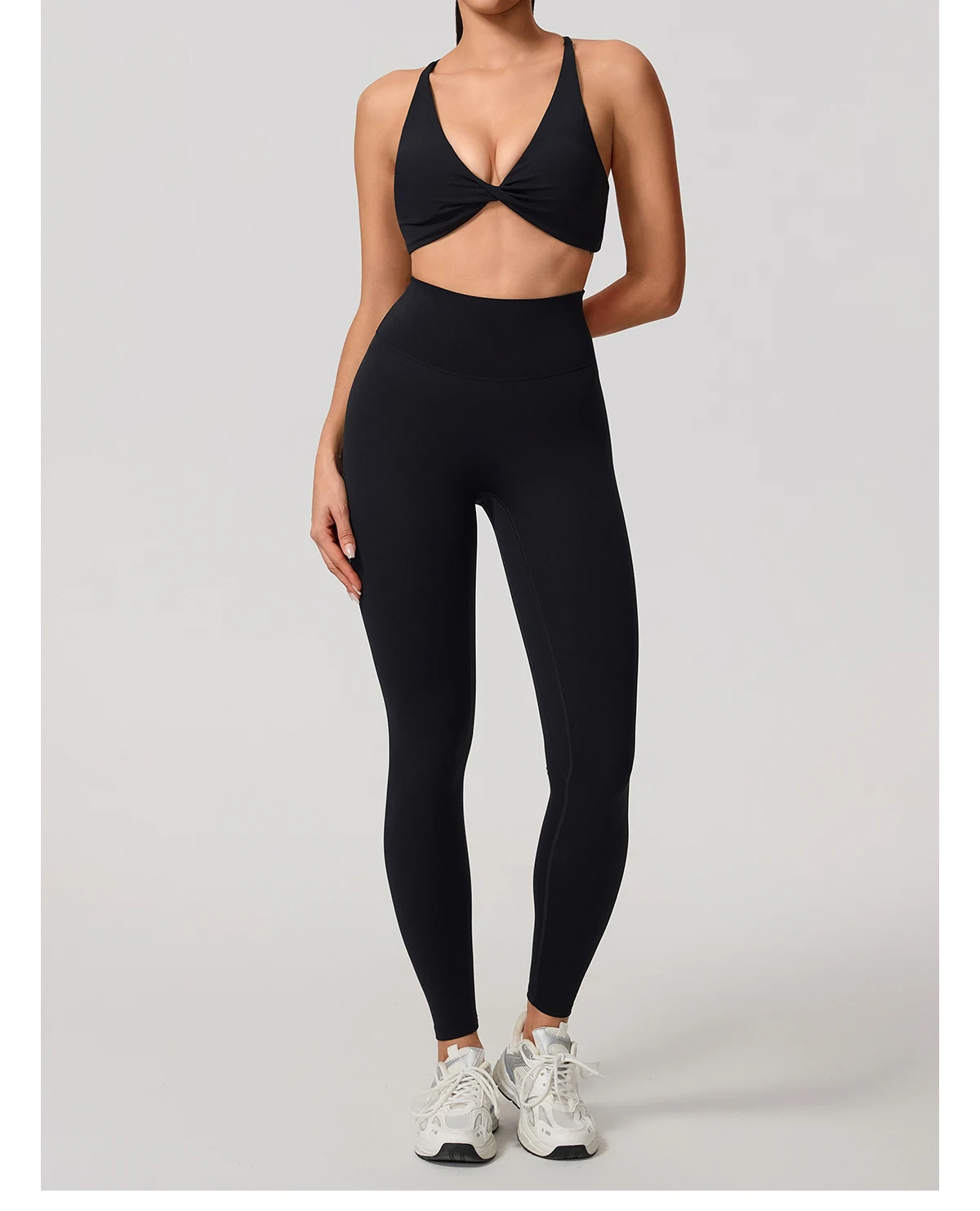 Hearuisavy Damen Workout-Set 2-teilig Sport-BH Hochtaillierte Leggings Rückenfreies Yoga-Top Fitness-Laufhose für Frauen – Detail 25
