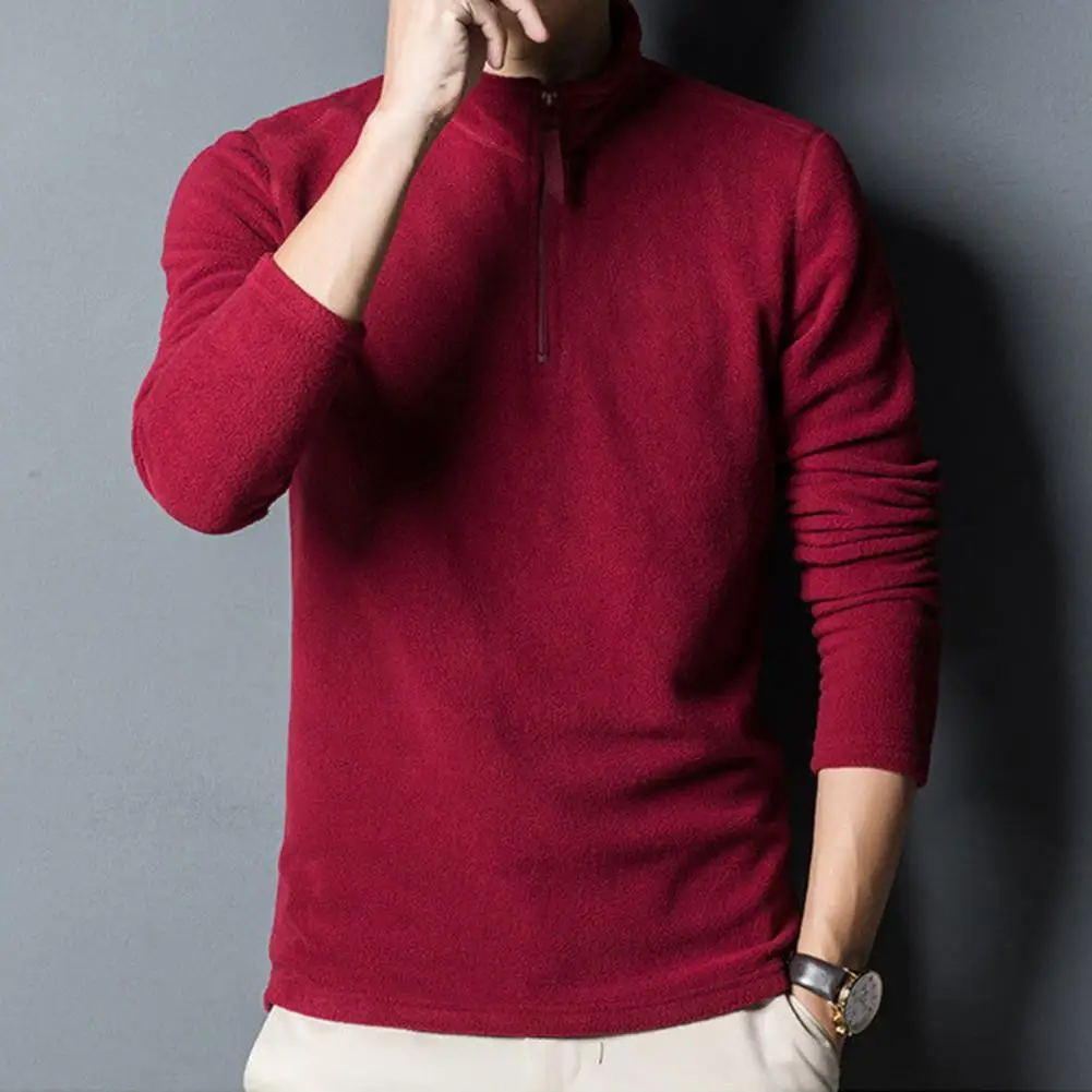 

Уютные мужские топы, дышащий мужской топ, мужской флисовый свитшот с воротником-стойкой, мягкий теплый спортивный топ на полумолнии для дышащих