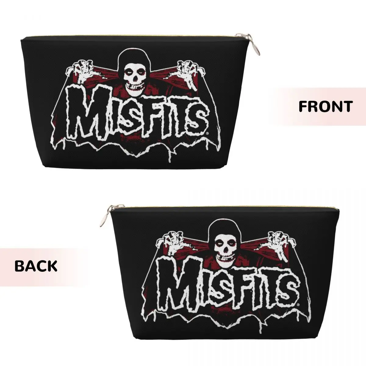 Custom Horror Punk Rock Misfits Skull Travel Toiletry Bag Women Cosmetic Makeup Bag Beauty Storage Dopp Kit