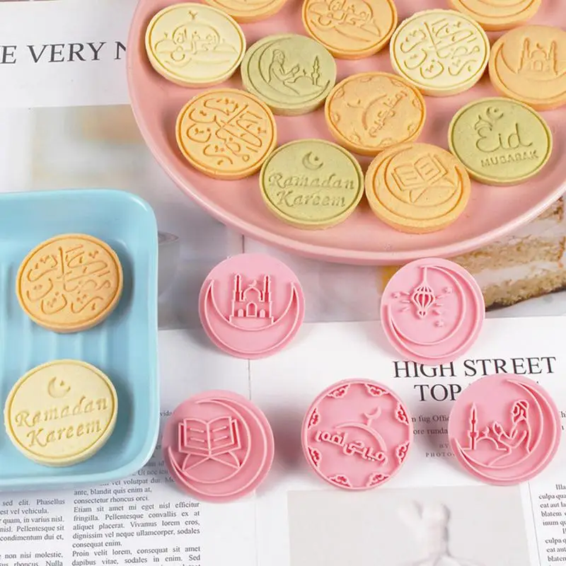 Eid Fondant Stampers 10PCS Non-stick Cookie Stampers For Baking 3D Cookie Molds Fondant Stamp For DIY Biscuits Cake Fondant