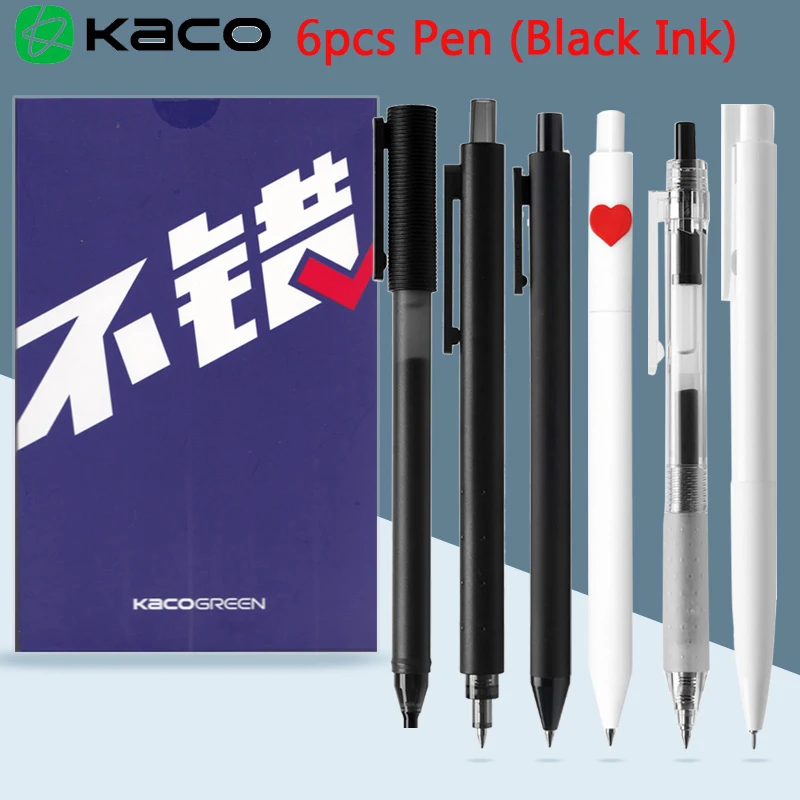 KACO Gel Pen Set Stationery Supplies 0.5mm Black Ink Retractable Signature Pen Aesthetic Stationery for Teachers Students Office