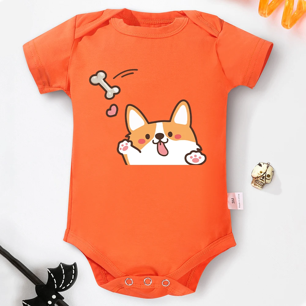 Kawaii Dog Print Baby Girl Clothes Onesie Comfortable Soft Cotton Ropa De Bebé Pink Cute Newborn Bodysuit Cheap Fast Delivery