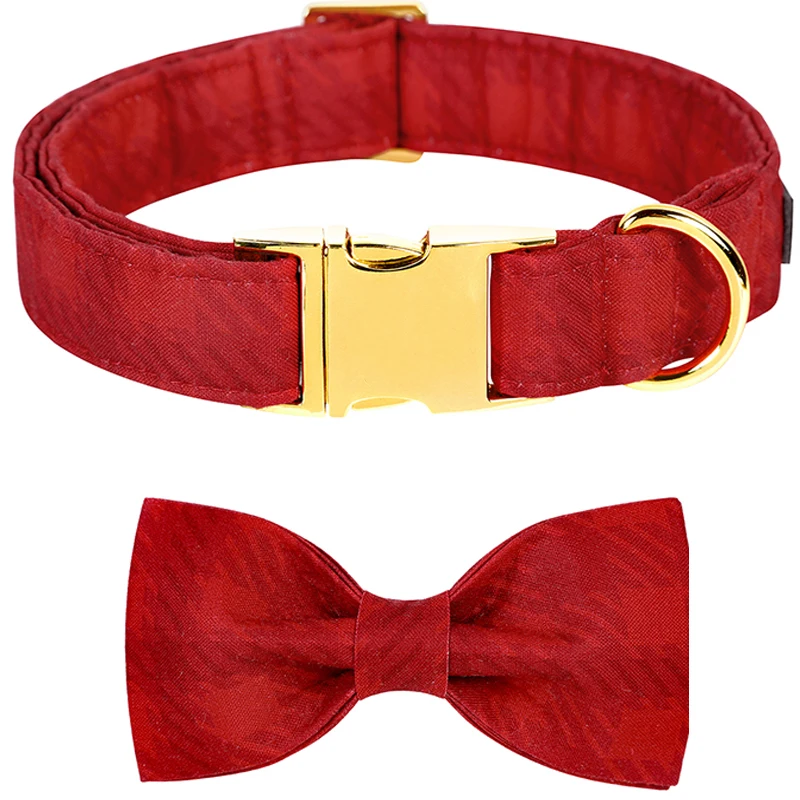 Unique Style Paws Personlized Christmas Dog Collar with Bow Red Dog Collar Flower Collar Large Medium Small Dog