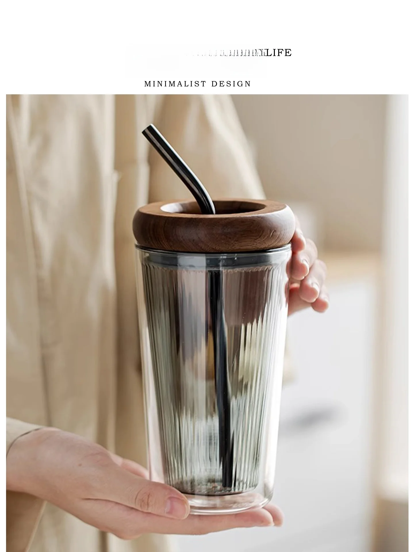 

Tlife Double Layer St Cup High Aesthetic Value Ins Sle High Borosilie Glass Fun Drinking Stainl Steel St