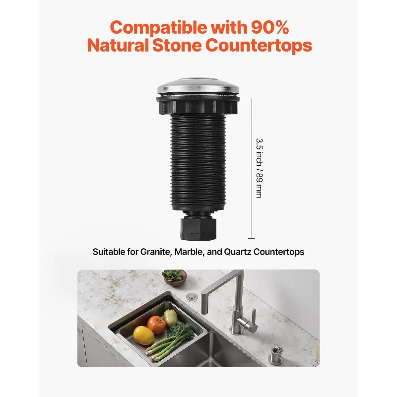 Luchtschakelaarset voor afvalverwijdering Dubbele uitlaat Luchtschakelaar op gootsteen 3,5 inch