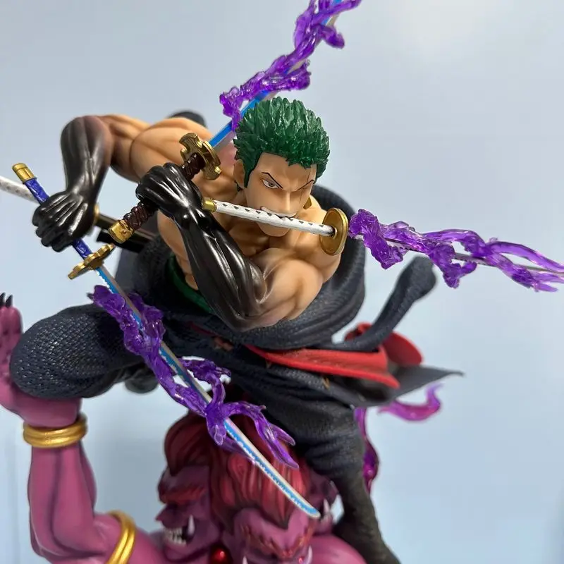 One Piece Roronoa Zoro Purgatory Asura Gk Statue Replaceable Double Head Pvc Glowing Base Anime Figure For Adult Collectors view 3