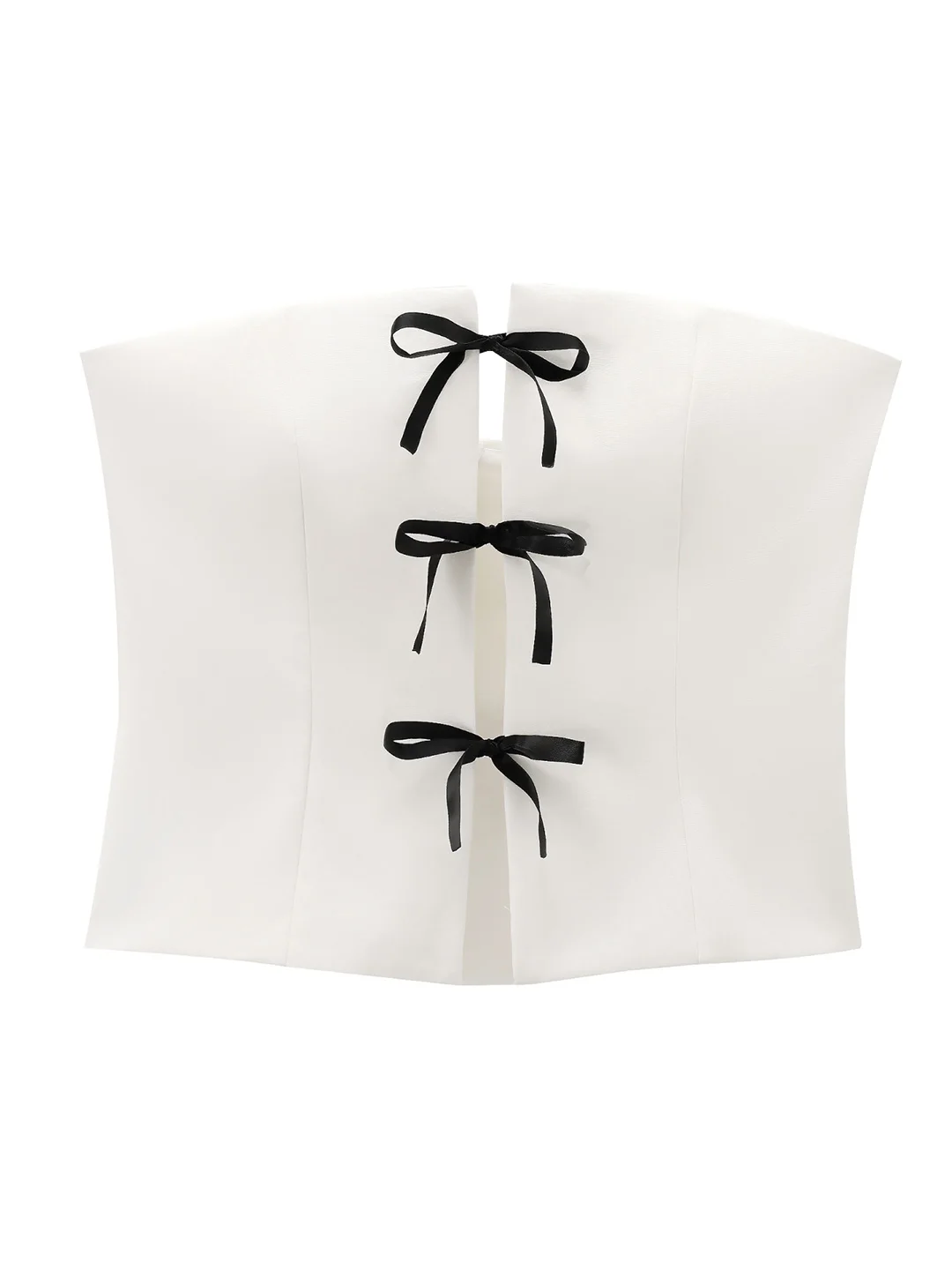 Date Night Party Sexy Strapless Top High Street Fashion Front Tie Bow White Top Summer Clothes Women Elegant Fitted Tube Top