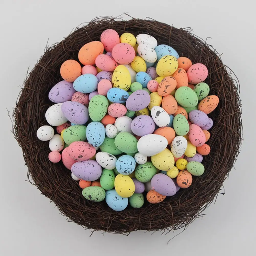 50Pcs Colorful Mini Easter Egg DIY Crafts Projects Home Decoration Small Spotted Simulated Pigeon Egg Ornament Kit Festival Gift