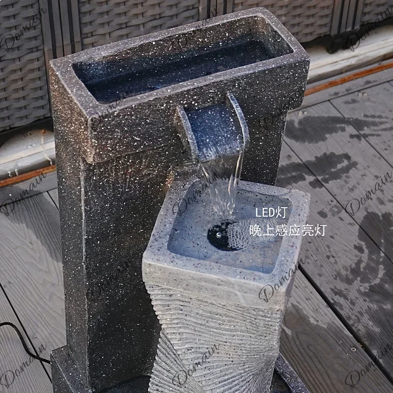 EW Courtyard Villa Outdoor Fountain Garden Water Landscape Resin Flow Decoration U