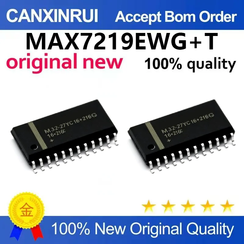 （5pcs-100pcs）Original SMT MAX7219EWG+T SOIC-24 LED driver chip 8-Digit SPI interface