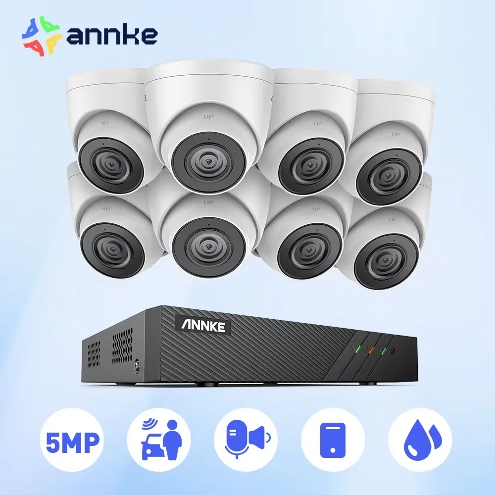 

ANNKE 8CH FHD 5MP POE Сетевая система видеонаблюдения H.265+ 6MP NVR с 5-мегапиксельными камерами наблюдения POE с аудиозаписью IP-камера