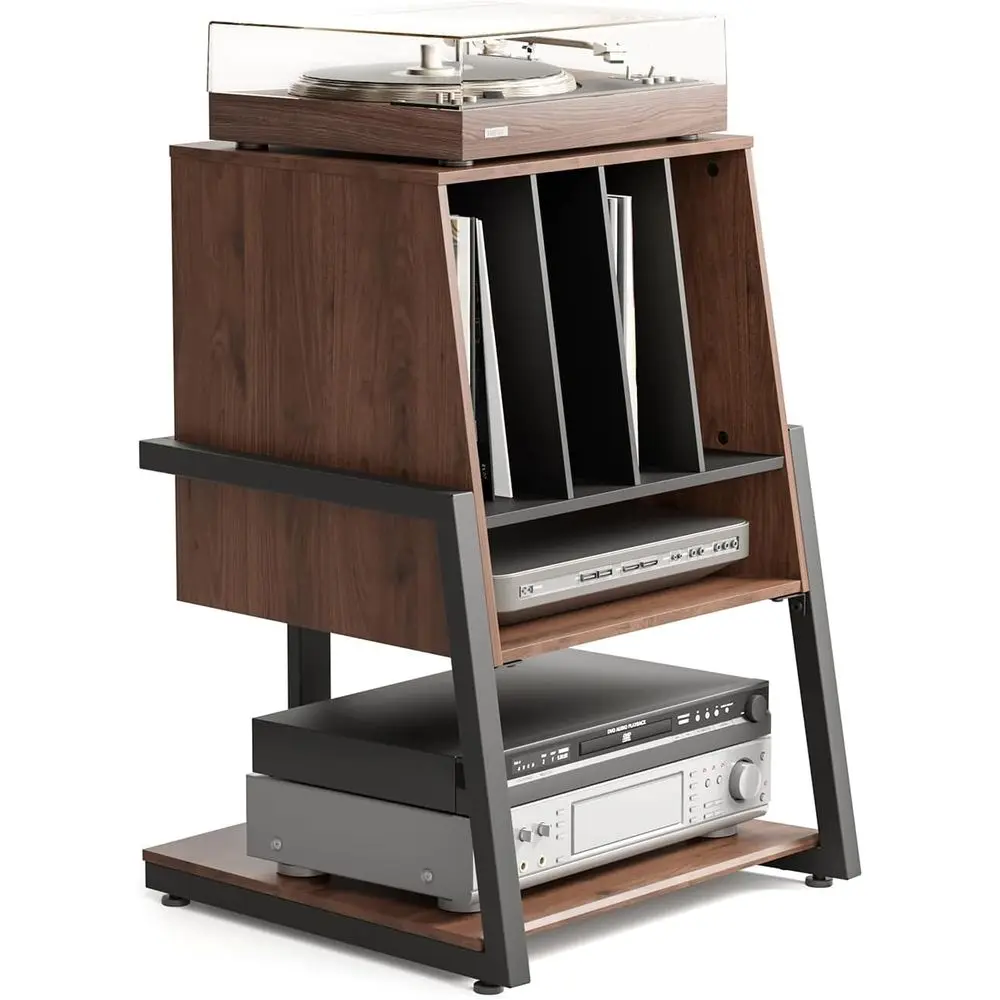 

Vinyl Record Storage Stand with Turntable, Holds Up to 120 Records, Ideal for Small Entertainment Centers or Living Rooms