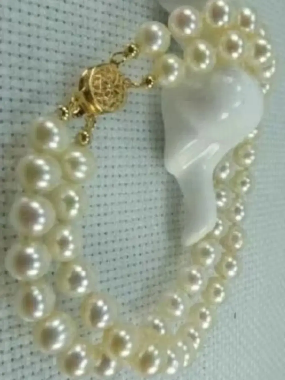 2 ROWS AAA 6-7MM NATURAL WHITE AKOYA PEARL BRACELET 7.5-8 INCH 14K GOLD Freeshippings Items