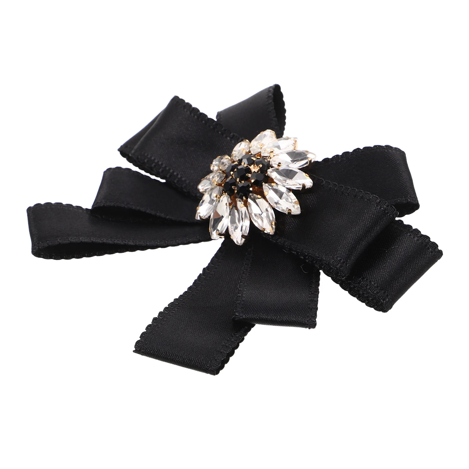 

Bow Pin Ribbon Pre-tied Bowknot Clothing Brooch Sunflower Women Rhinestone Neck