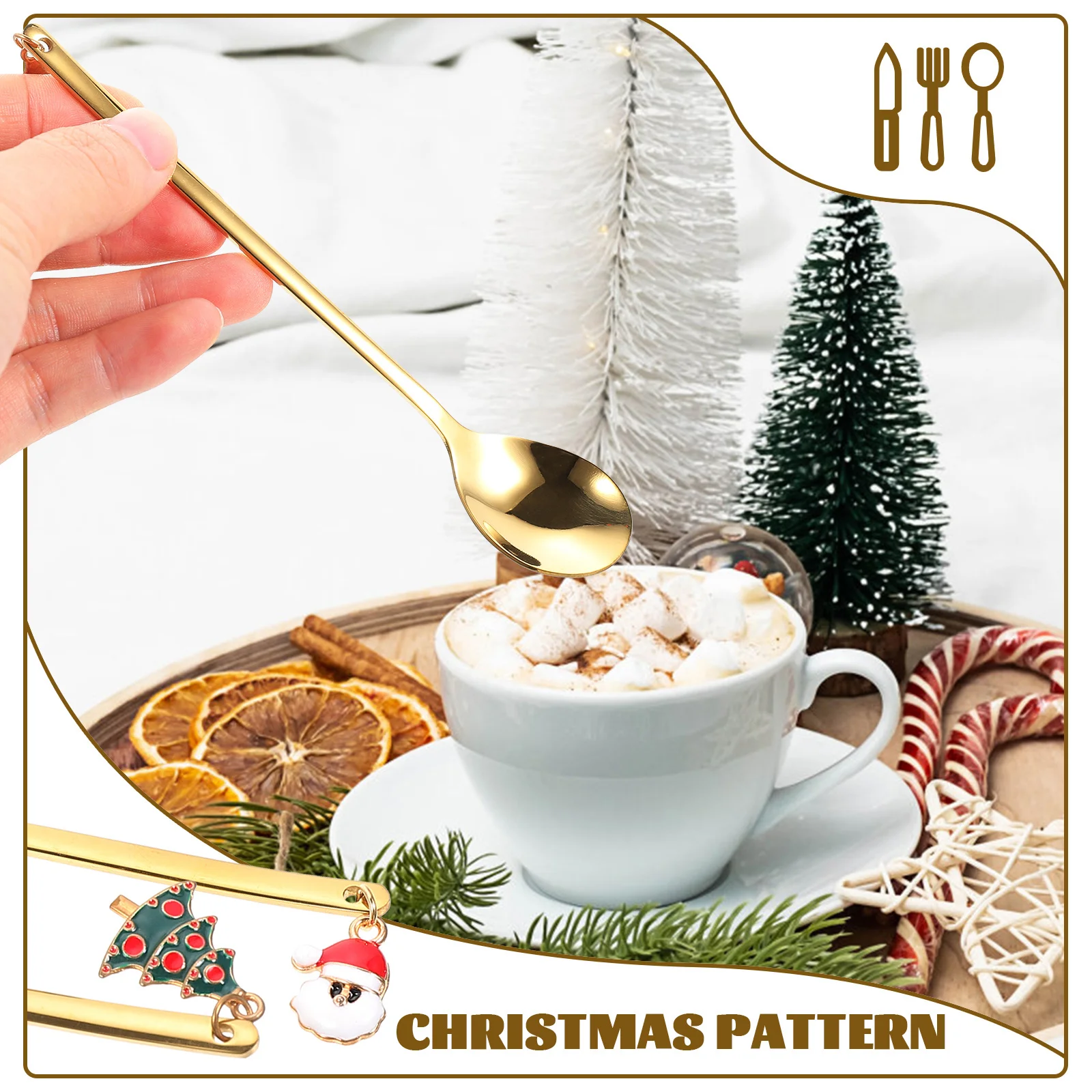 

3 Pcs Christmas Spoon Set Cake Ice Cream Scoop Stirring Spoons Stainless Steel Chocolate Lovely Dessert