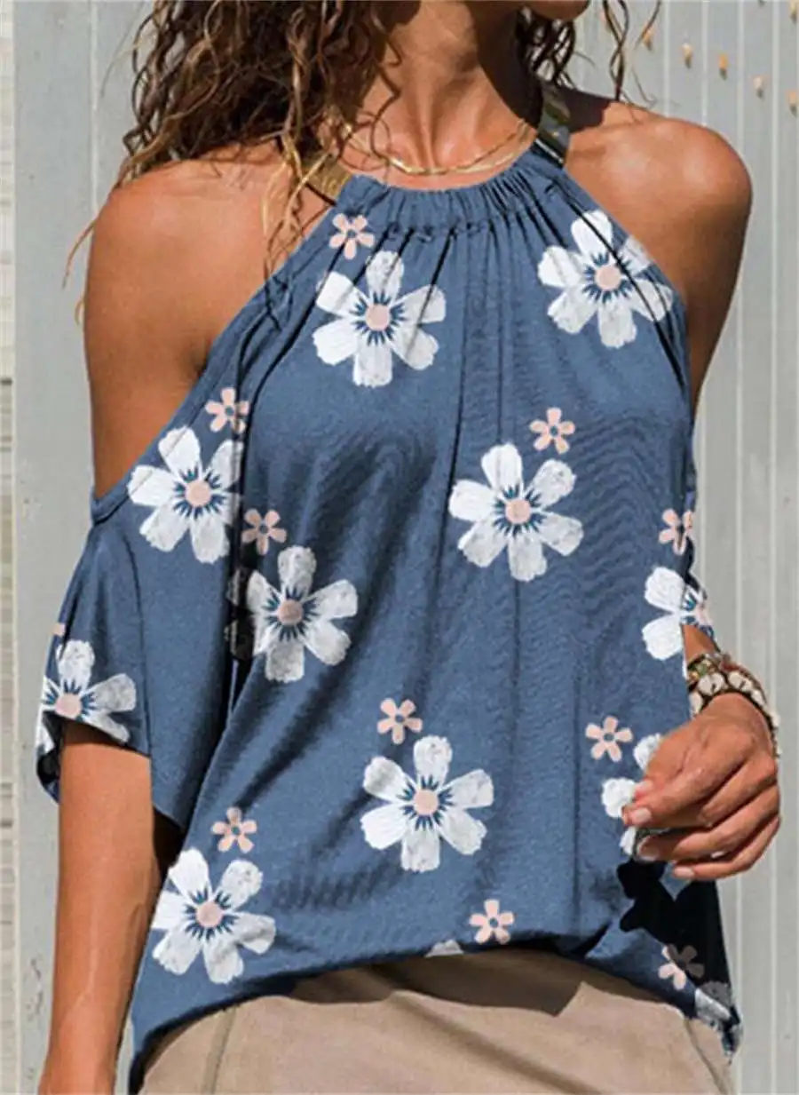 Femme été rond Ne décontracté ort Sve haut T-shirt fibre de polyester 00% ort Sve rond Ne Dr