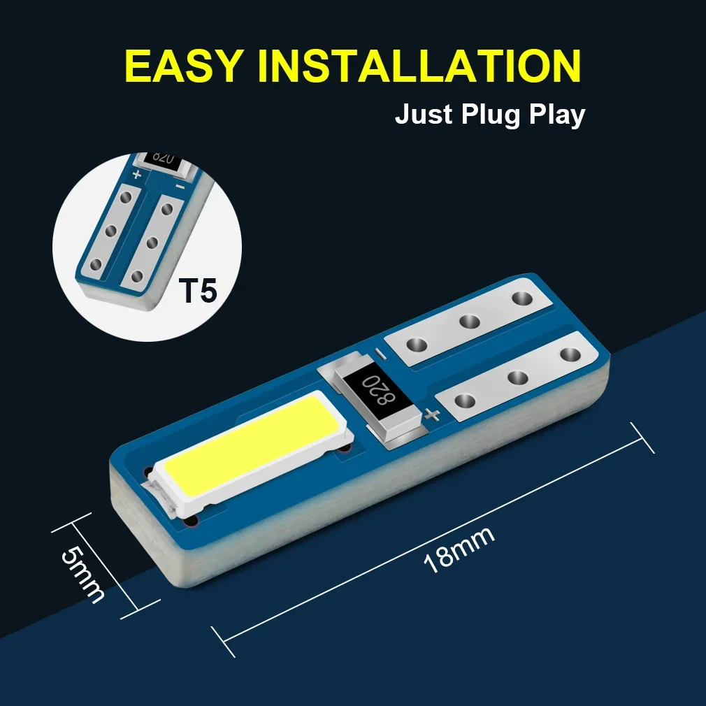 Lampu Interior mobil, bohlam Led T5 Canbus W3W 74 286 W1.2W Super terang, lampu dasbor otomatis, instrumen indikator peringatan 12V 10 buah