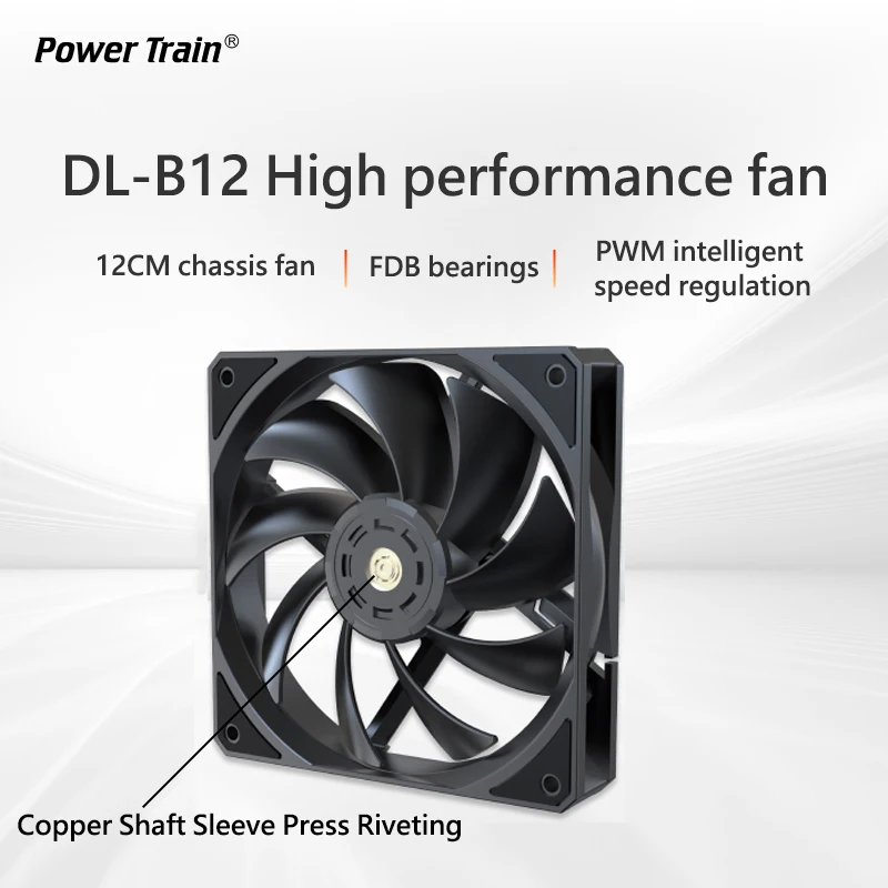 

Power train DL-B12 Chassis Fan Copper Shaft Sleeve Press Riveting 4PIN PWM 120mm Cooling Fan 1800RPM 12CM Computer Case Fan