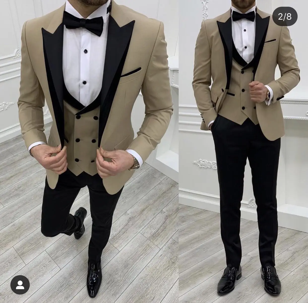 Kostum Gaya Baru Slim Fit Setelan Pria Celana Hitam Slim Fit Tuksedo Pengantin Pria untuk Setelan Pernikahan Formal Jaket Celana Rompi 3 Potong Blazer