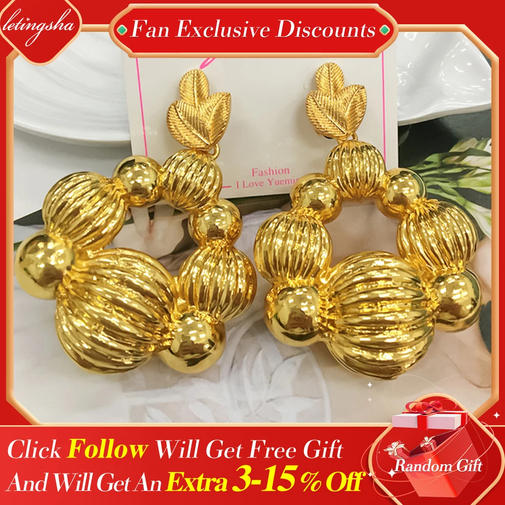 

Fashion Big Drop Earrings Copper African Nigeria Large Style Exquisite Stereoscopic For Women Party Wedding Gifts