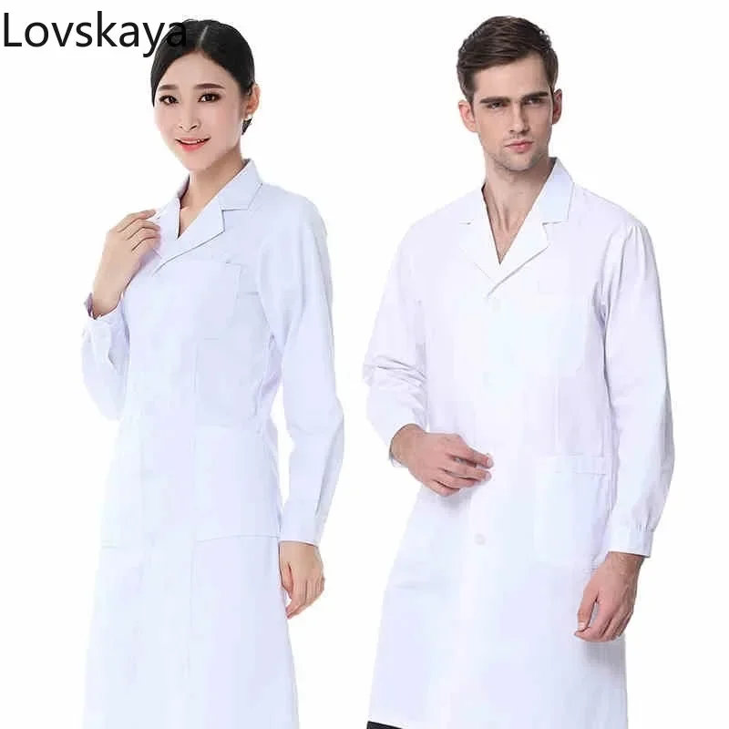 

white long sleeved men and women laborers overalls short sleeved nurse suit Doctor clothes