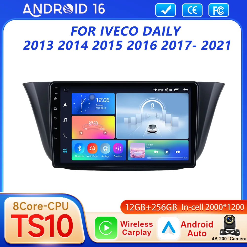 Android 16 Raido Stereo For Iveco Daily 2013 2014 2015 2016 2017- 2021 Auto Multimedia Video Player Navigation GPS NO 2Din DVD
