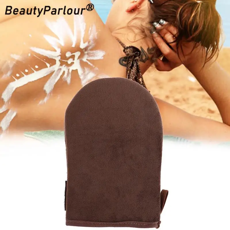 Brown Reusable Applicator Tanning Gloves Cream Lotion Mousse Body Cleaning Glove