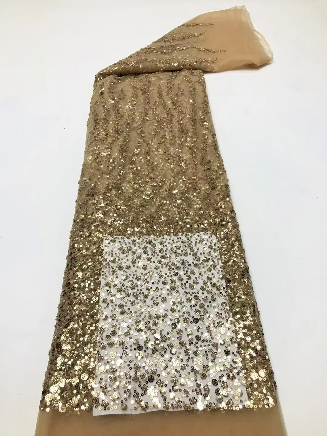 

High Quality African Sequins Embroidery Lace Top Sale French Nigerian Luxury Beads Lace Fabric For Wedding Party Dress Sewing