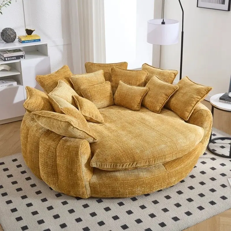 Italian round fabric single lazy sofa chair creative designer light luxury removable and washable living room bedroom leisure