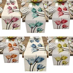 Tulip Linen Table Rustic Farmhouse Style Table Runner 13X70 Inch,Kitchen Dining Table Decoration for Indoor Outdoor Home