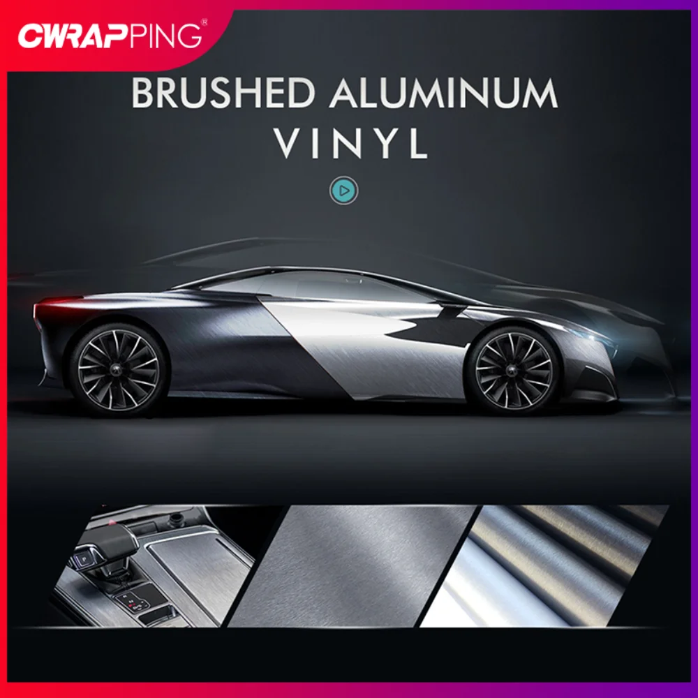 Car Brushed Aluminum Vinyl Wrap Film Gray Matte Car Wrapping Sticker 50cm Decal Bubble Free Brushed Foil PVC for Motorcycle DIY