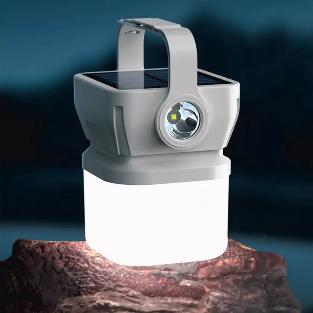 Lanterna da campeggio solare ricaricabile portatile Lampada da tenda di emergenza impermeabile Forte luminosità Torcia da pesca a LED