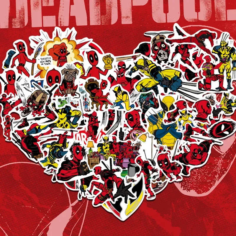 

50PCS Deadpool & Wolverine Stickers Anime Figure Stitch Decals DIY Motorcycle Phone Bike Skateboard Car Waterproof Kids Toys