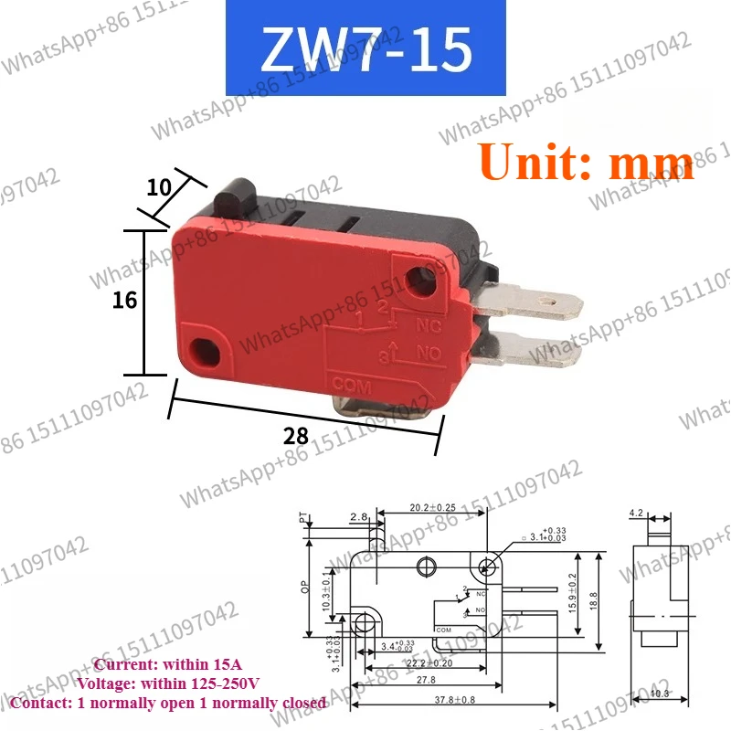 Micro-motion ZW7-15, self-resetting SV-16-1C25 button, three-pin foot switch, core limit pedal accessories