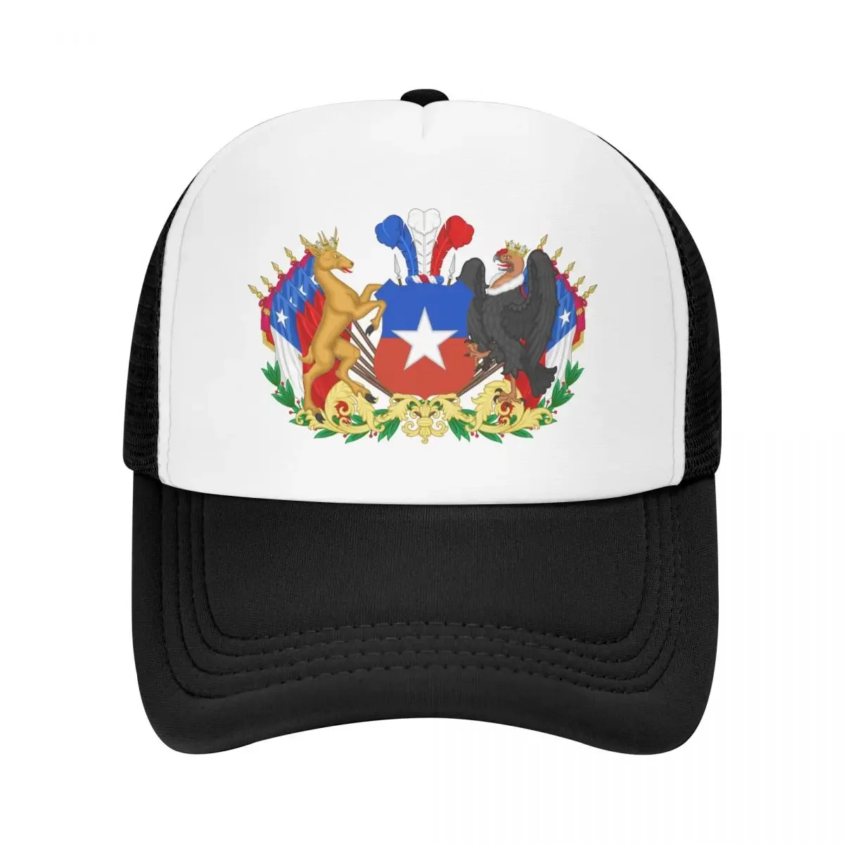 Gorra de béisbol personalizada con escudo de armas de Chile para hombre y mujer, gorra de camionero con bandera chilena transpirable, gorras Snapback con protección solar