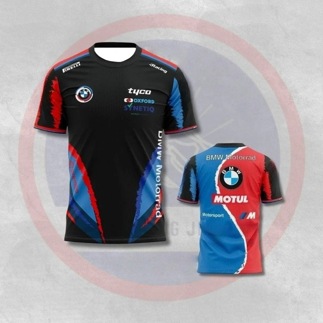 

European and American BMW Racing Culture 3D Printed T-shirt Motorcycle Riding Short Sleeved Quick Drying Breathable Top Trend